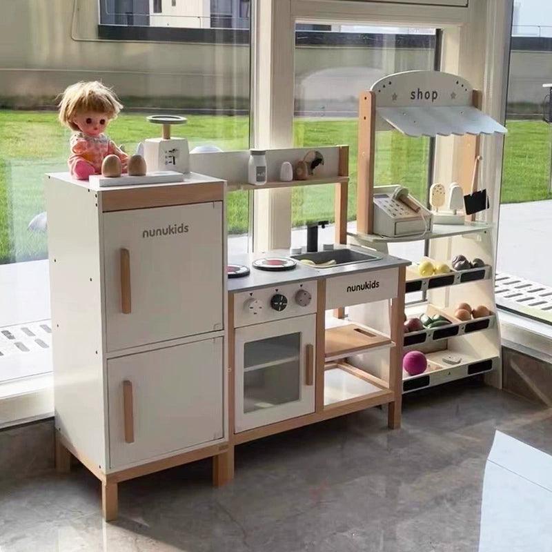 Nunukids Wooden Kitchen Playset – Dollhouse Stove & Refrigerator - ClubOn