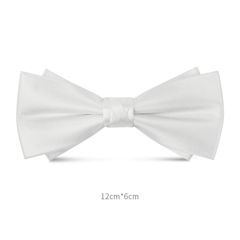 White Bow Tie for Men - Wedding Glossy Business Suit Formal Suit Groom Solid Color Bow Tie - ClubOn