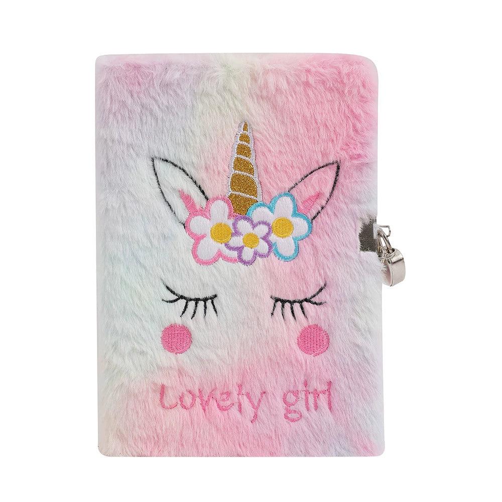 Plush Notebook with Lock – Unicorn A5 Journal & Diary - ClubOn