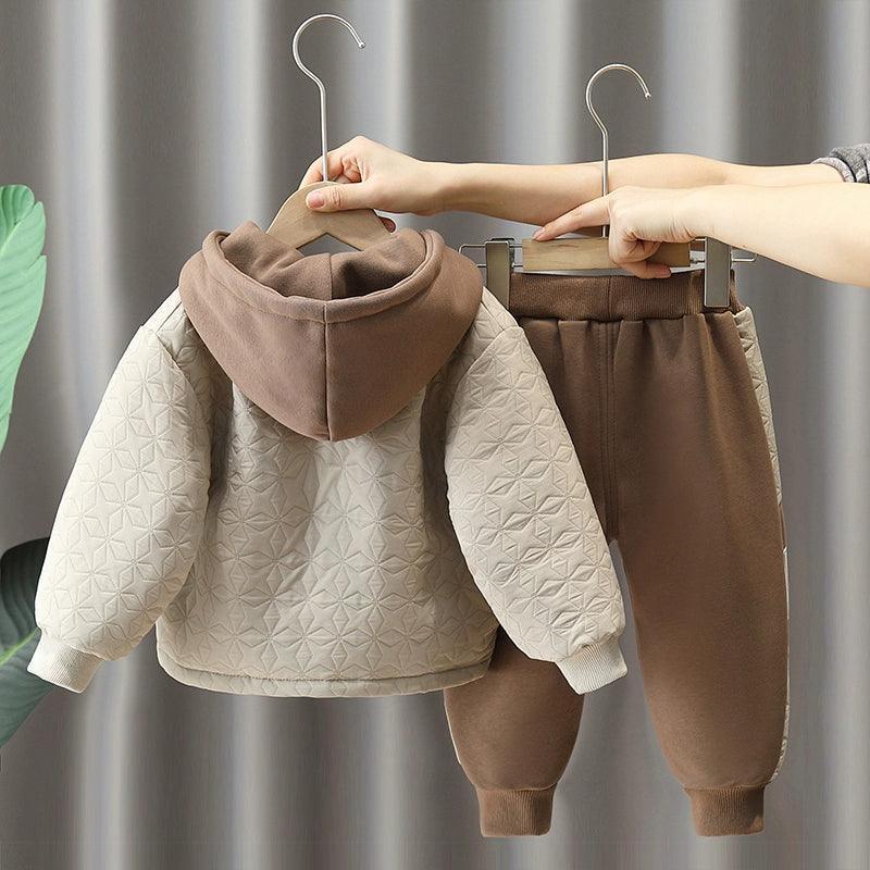 Velvet Hooded Jacket & Pants Set for Boys - Winter - ClubOn