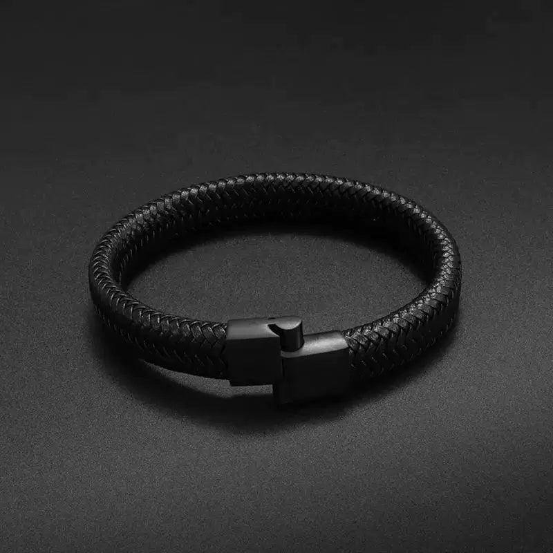 Classic Black Leather Bracelet for Men – Hand Jewelry Gift - ClubOn