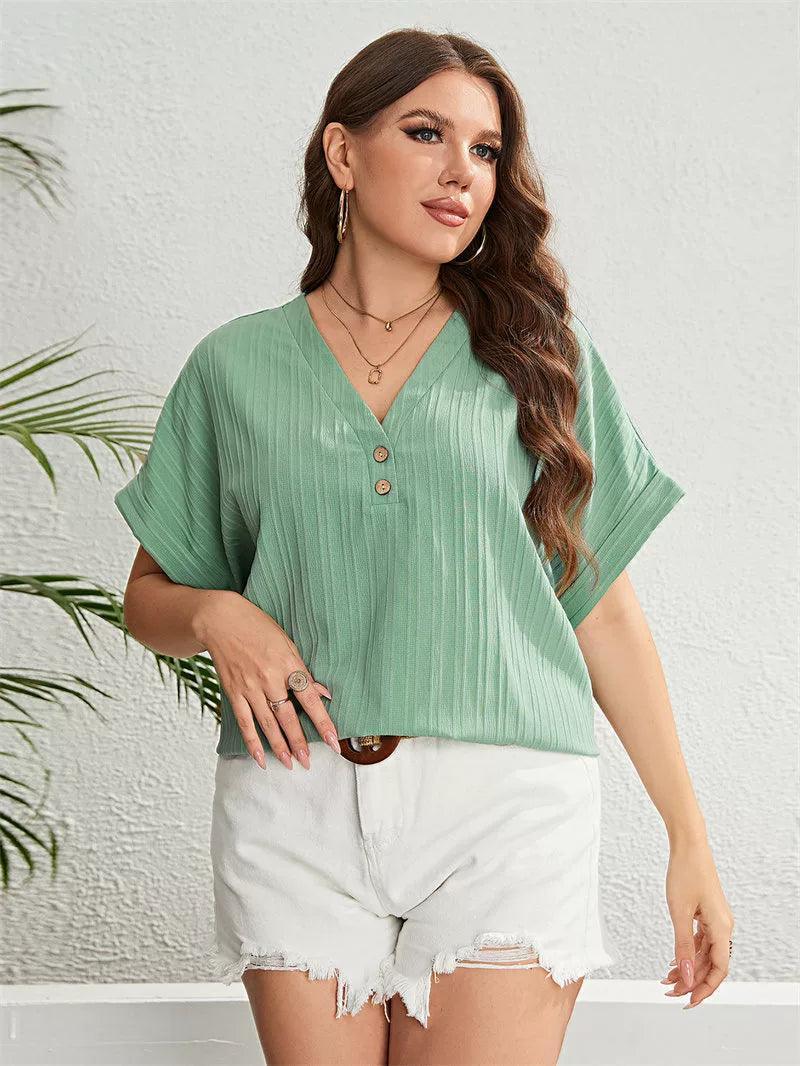Summer Plus Size Women Loose Tops, Casual Fashion Blouse - ClubOn