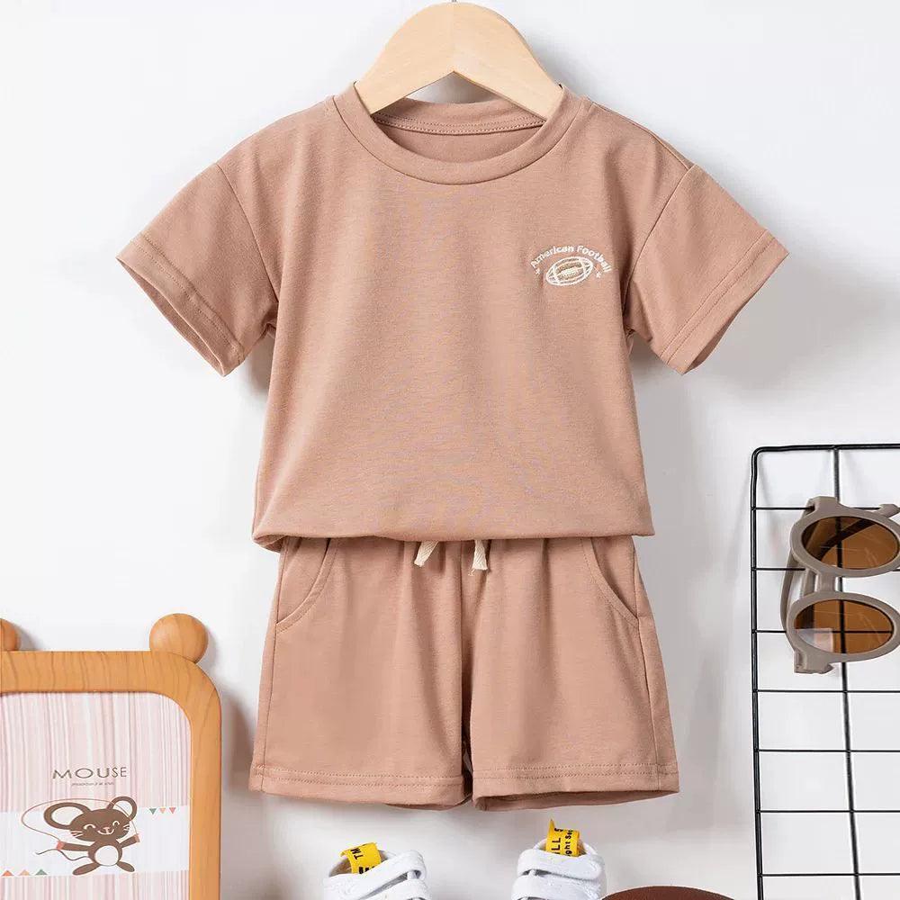 Summer Children 2pcs Set - Boys Short Sleeve Rugby T-Shirt & Shorts - ClubOn