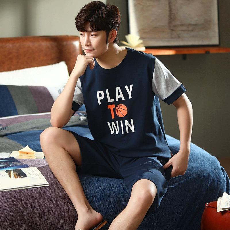 Men's Summer Pajama Set - Printed Sleepwear with Short Sleeves - ClubOn