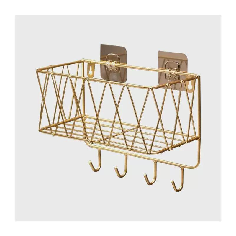 Luxury Gold Bathroom Shelf – No-Drill Metal Shower Storage - ClubOn