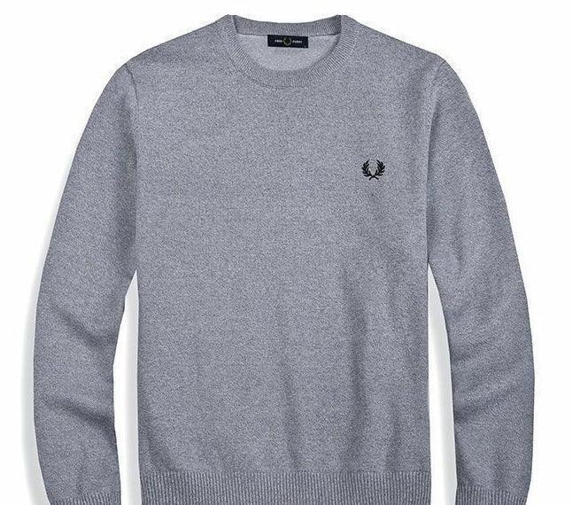 Men's Embroidered Wool Sweater - Autumn & Winter Round Neck, Long Sleeves - ClubOn