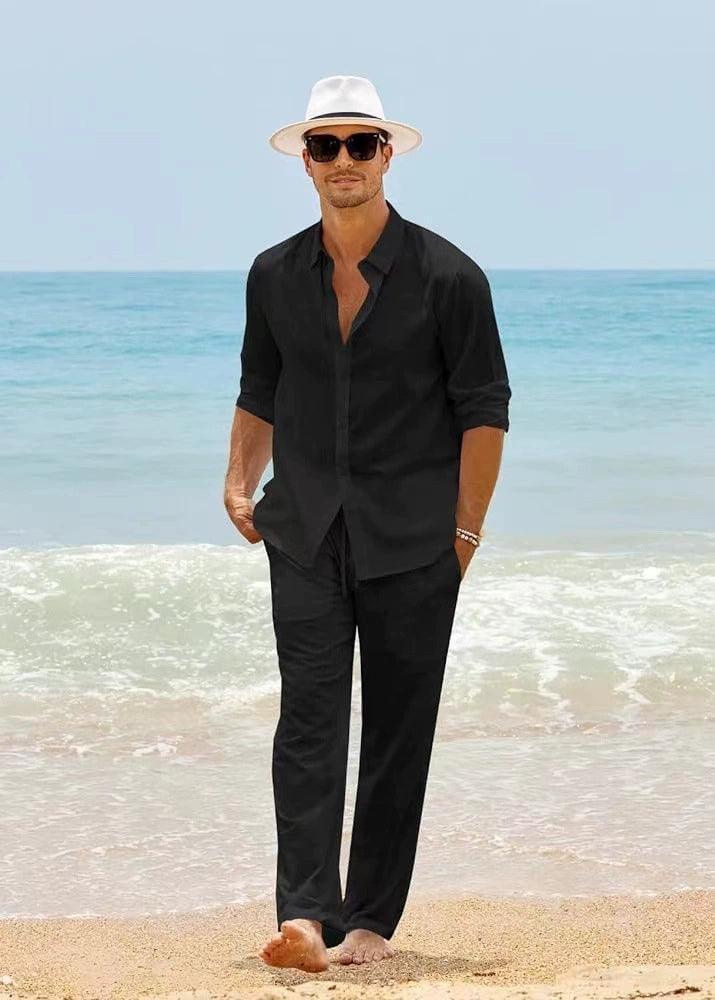 Fashion Stand-Up Collar Shirt & Pants Set - Versatile Men's Outfit - ClubOn