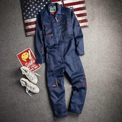 Men’s Spring & Autumn Workwear Jumpsuit – Long-Sleeved Loose Casual - ClubOn