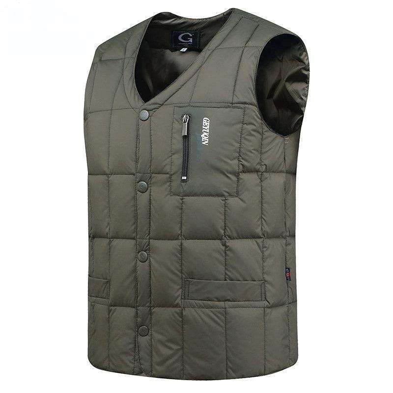 Men’s White Duck Down Jacket Vest – Warm Sleeveless Winter Coat - ClubOn