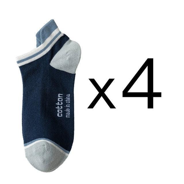 4 Pairs Cotton Men’s Short Socks – Fashionable, Breathable Ankle Socks - ClubOn