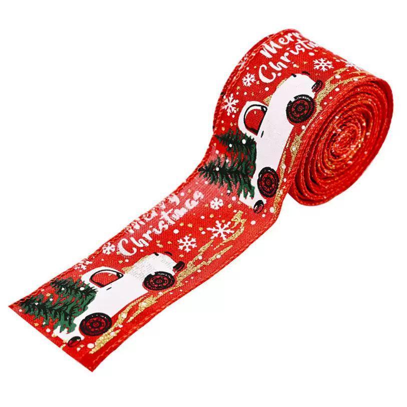 Christmas Print Ribbon for Holiday Tree Decorations - ClubOn