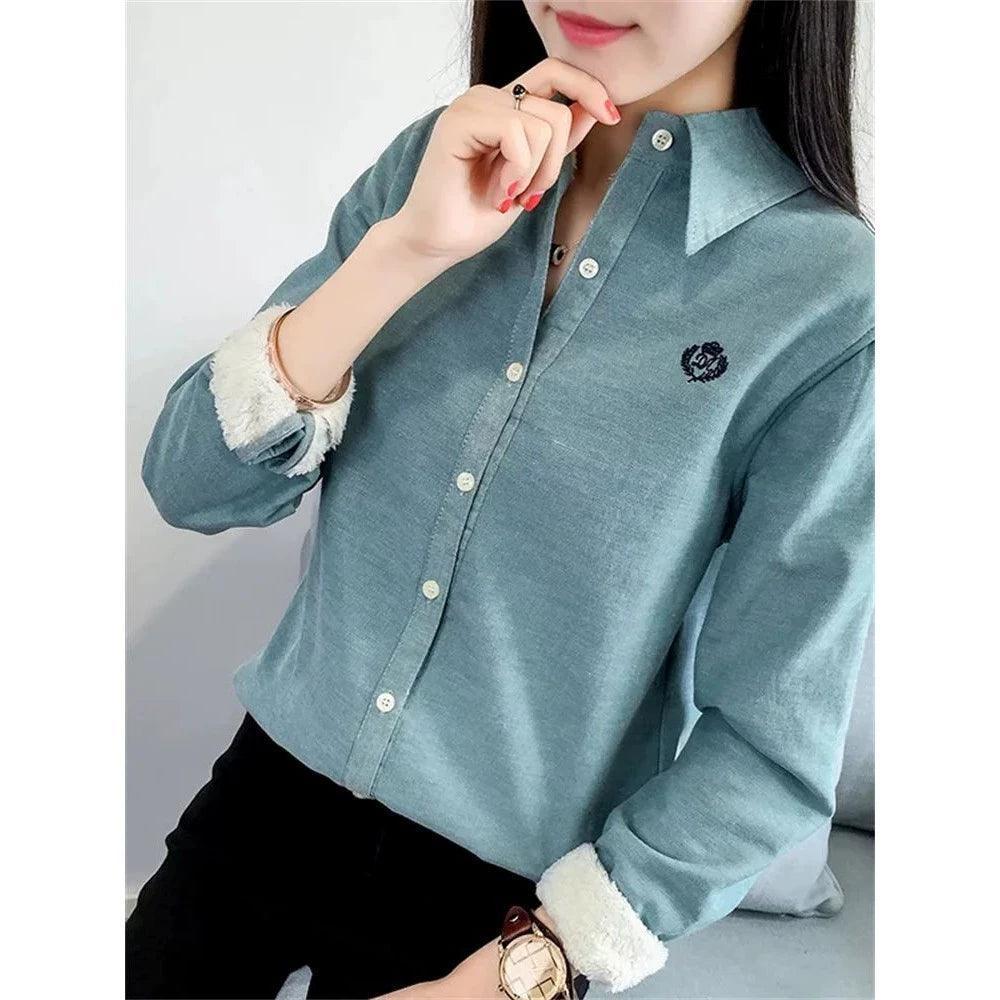 Very Thick Women’s Winter Style Blouses – Casual Long Sleeve Shirts - ClubOn