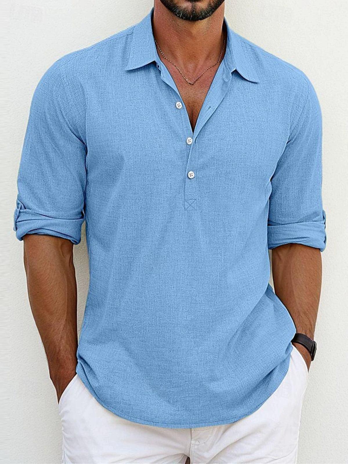 Summer Men’s Long Sleeve Lapel Shirt - ClubOn