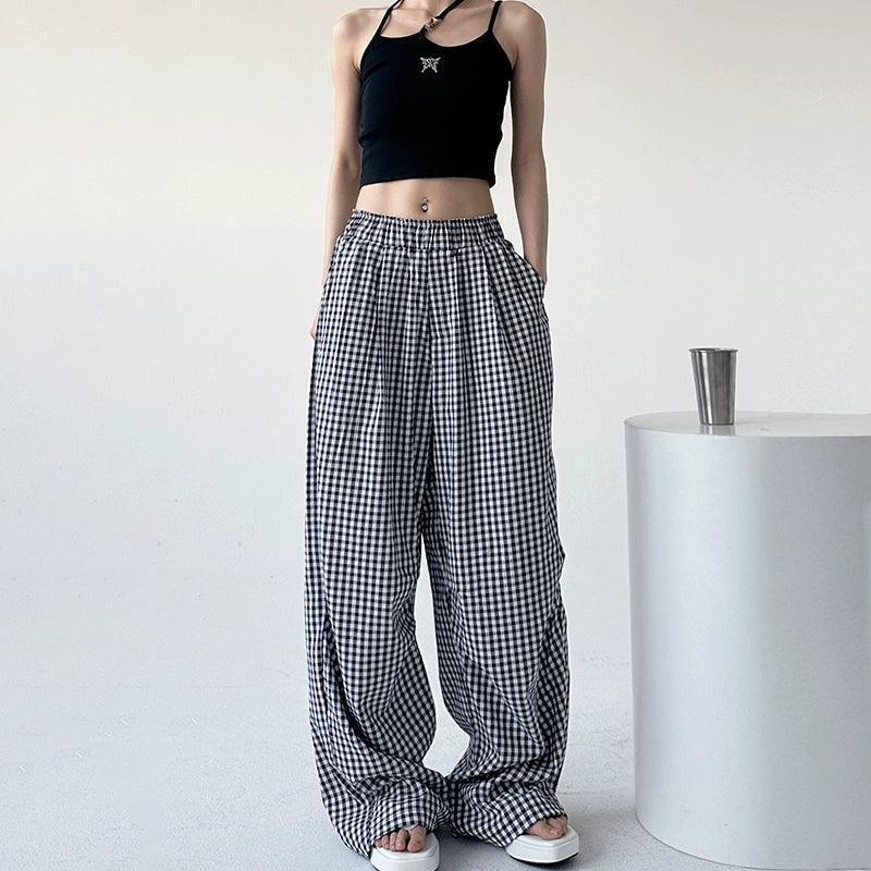 Plaid Wide-Leg Pants for Women – Summer 2024 - ClubOn