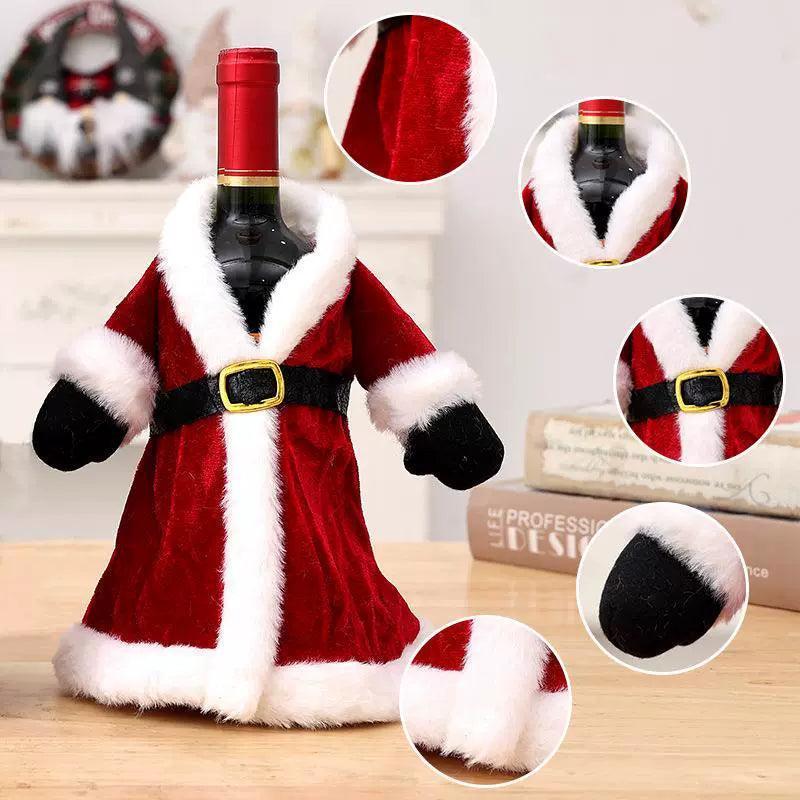 Christmas Dress Wine Bottle Set – Holiday Decoration Set - ClubOn