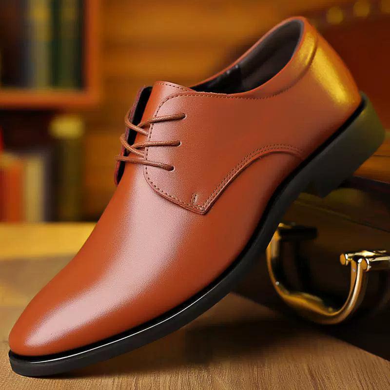 Men's Leather Shoes - Autumn & Spring Wedding Dress Shoes for Men - ClubOn