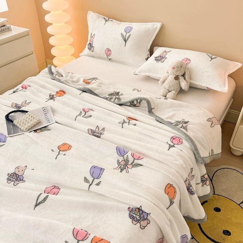 Milk Fleece Blanket – Winter Flannel & Coral Fleece Plus Velvet Nap Throw - ClubOn