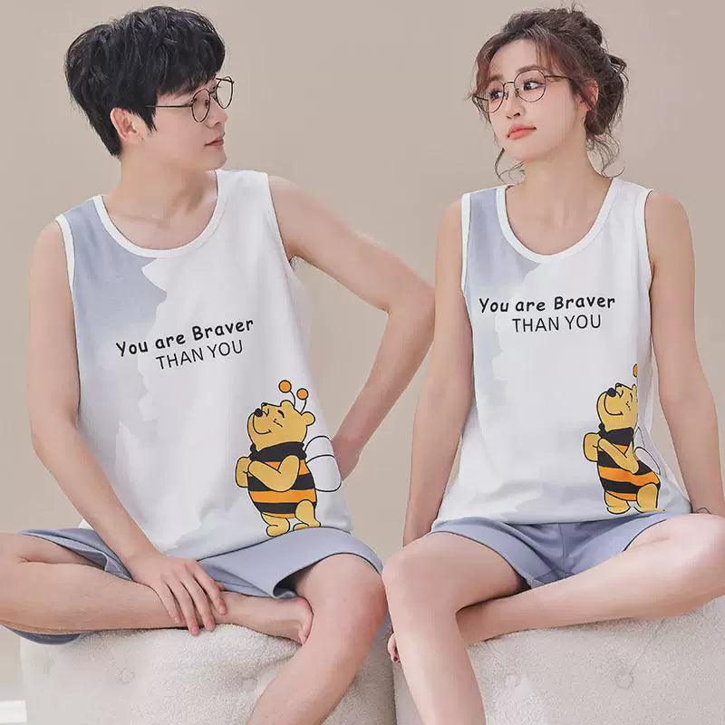 Township Summer Couple Pajamas Knitted Cotton Vest - ClubOn
