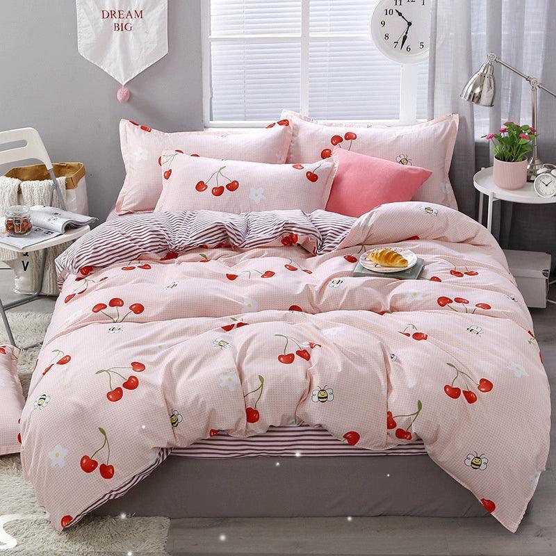 4-Piece Cotton Bedding Set – Duvet Cover, Flat Sheet & Bed Linen - ClubOn