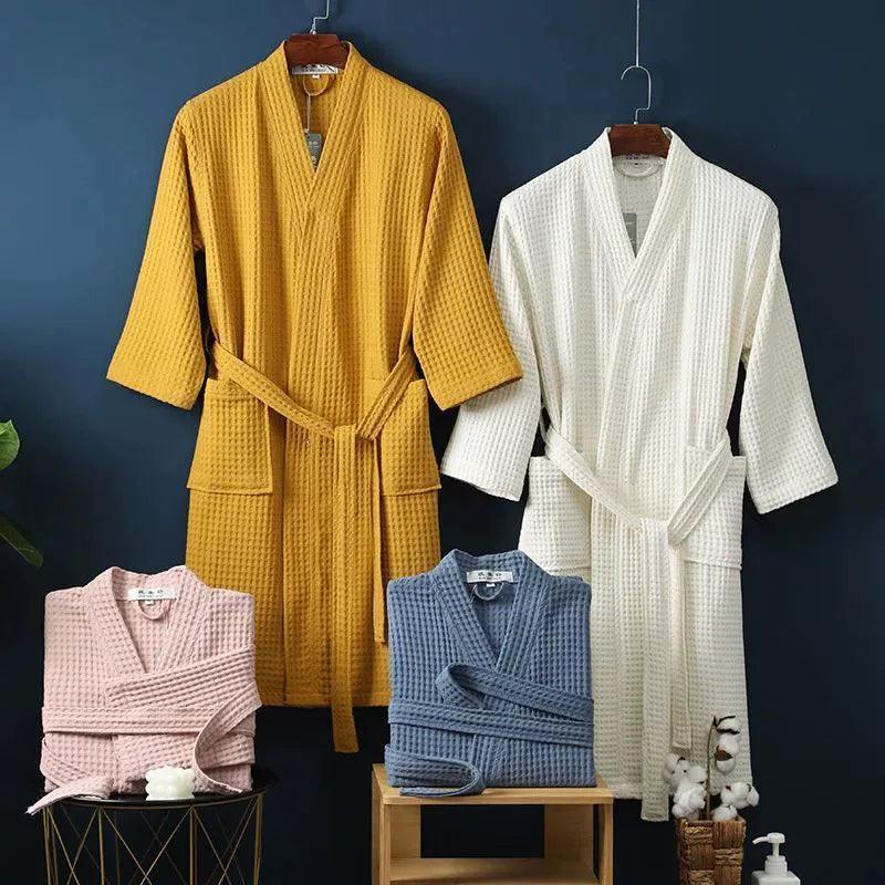 Men Women 100% Cotton Terry Bathrobe – Water Absorbent Towel Sleepwear - ClubOn