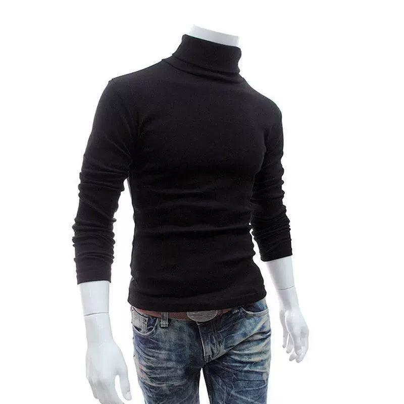 Men's High Neckline Pullover – Classic Long Sleeve Sweater for Fall & Winter - ClubOn