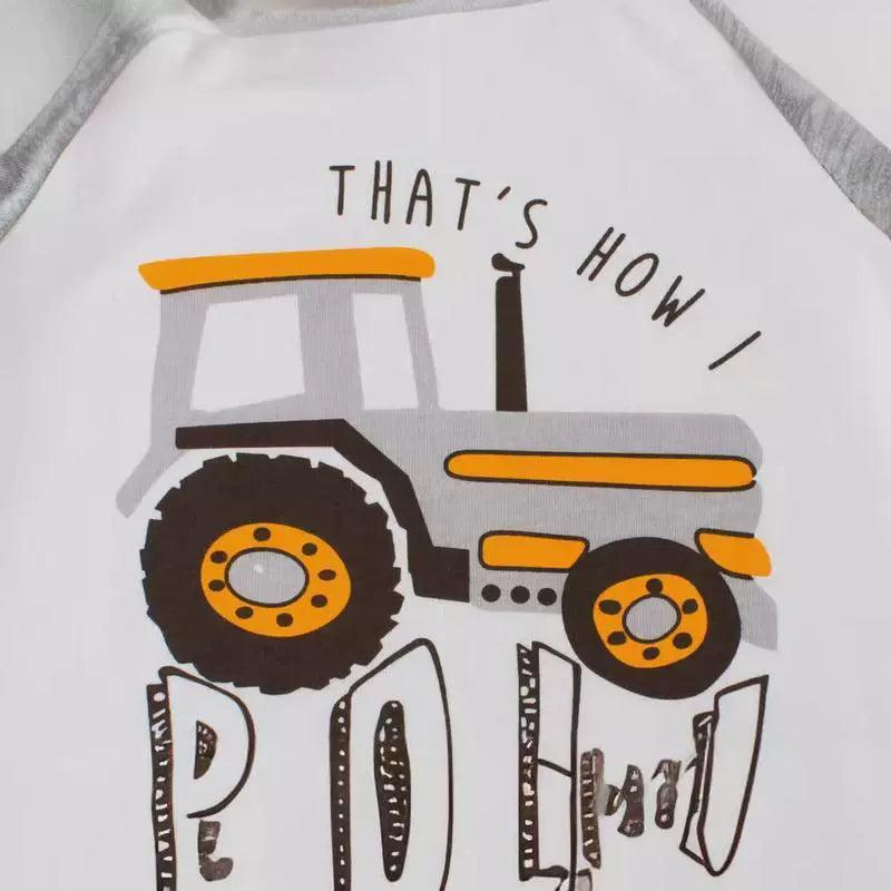 Kids Boys' Long Sleeve T-shirt – Excavator Print for Babies & Children - ClubOn