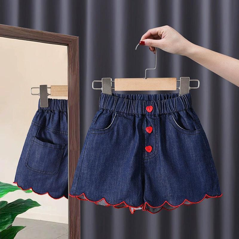 Girls' Summer Love Jeans Shorts – Adorable & Comfy - ClubOn