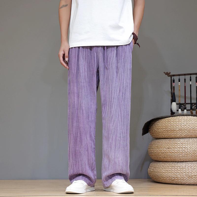 Summer Loose Wide Leg Trousers for Men | Large Size Breathable Tencel Linen Pants - ClubOn