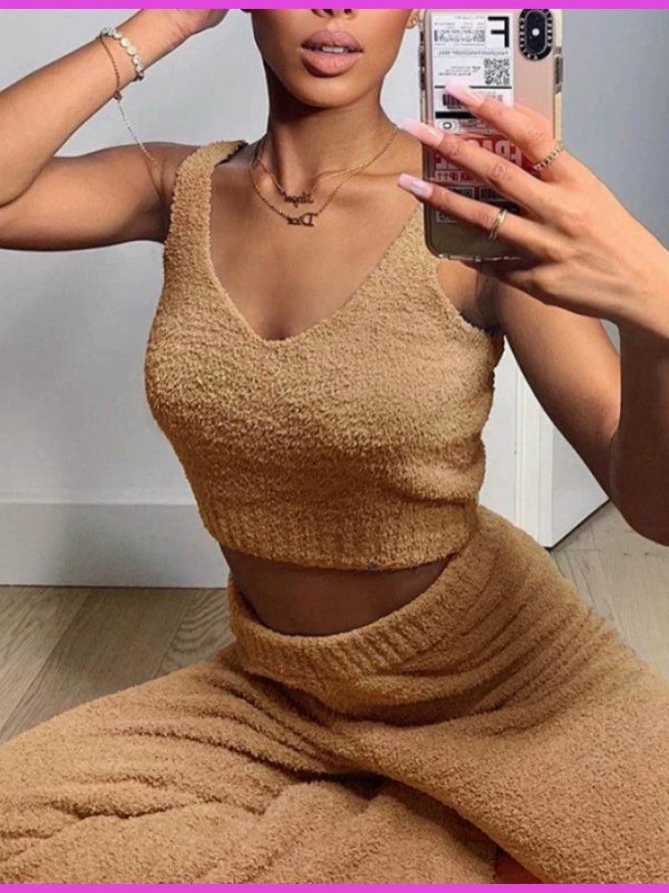 Women Sweater Vest & Trousers Cross Fashion 2pcs Suit - ClubOn