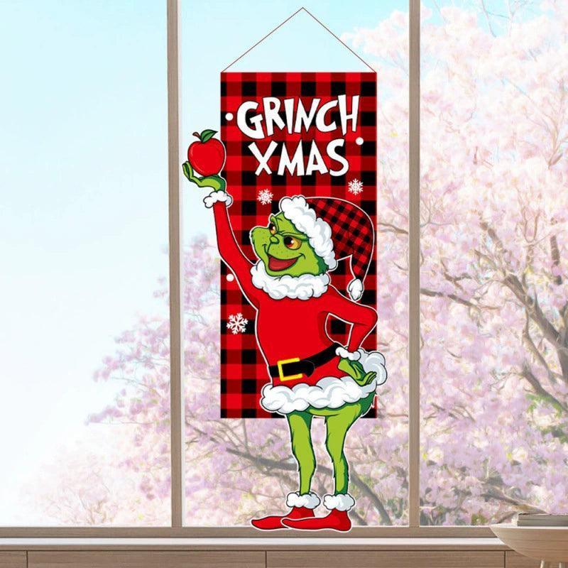 Christmas Grinch Pendant Banner Hanging Doll - Festive Holiday Decor - ClubOn