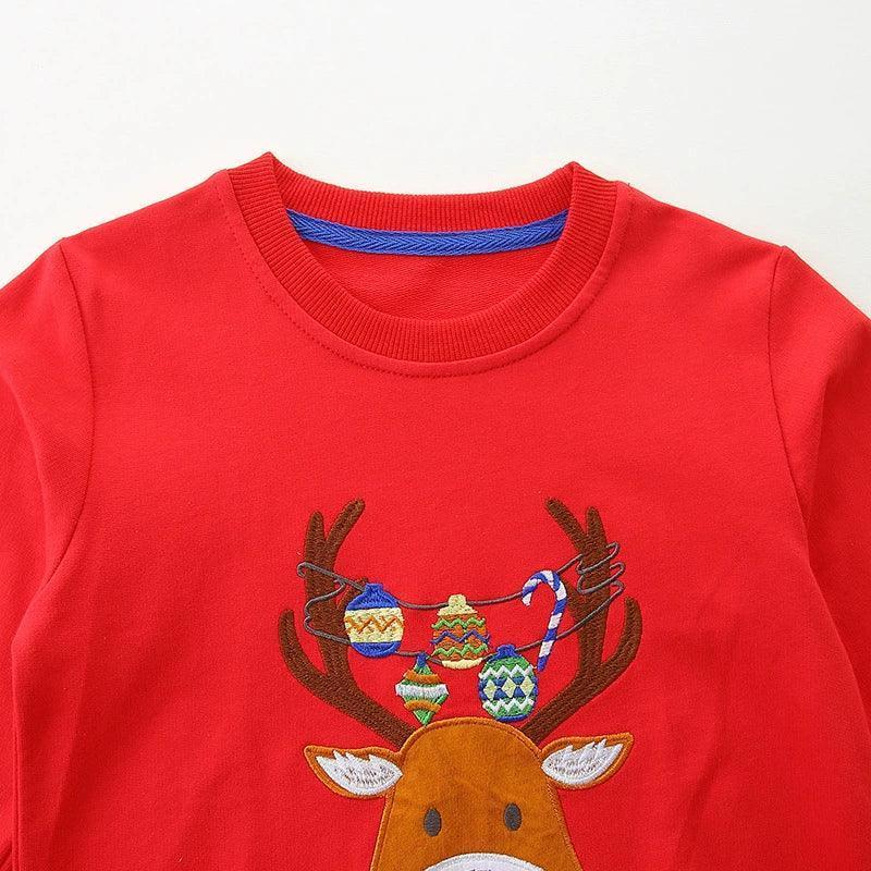 Christmas Cartoon Sweatshirts for Kids – Pure Cotton Long-Sleeved Round Neck - ClubOn