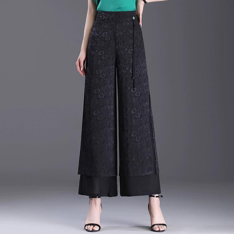 Chinese Style High-Waist Split Pants for Women - ClubOn