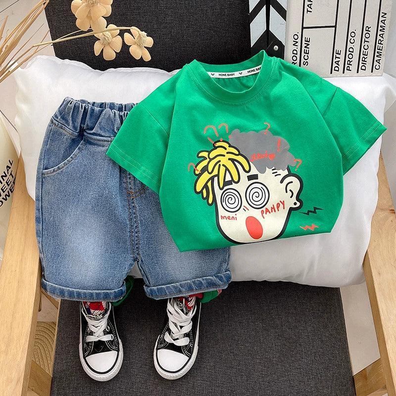 Boys Loose Printed Short-Sleeved Top - Small & Medium Sizes - ClubOn