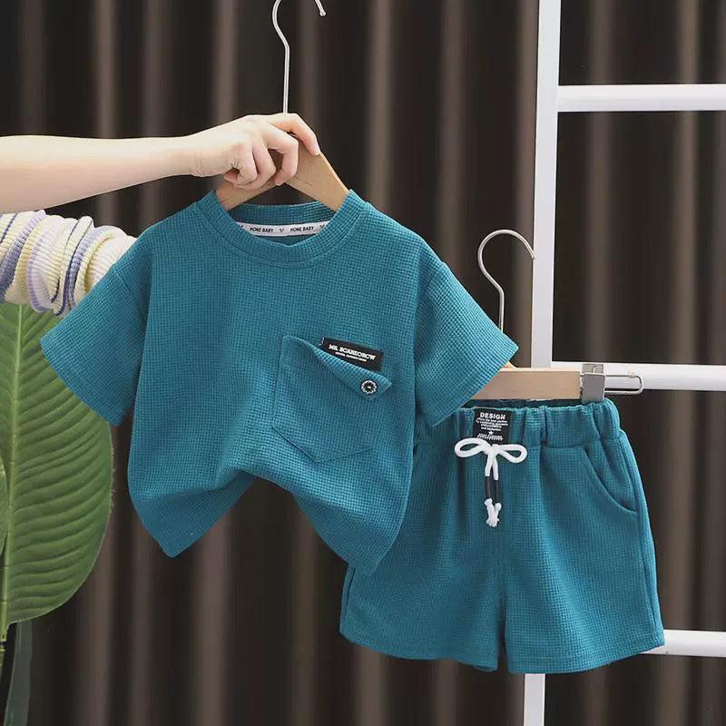 Summer Baby Boys Clothing Set - Solid Short Sleeve T-Shirt & Shorts - ClubOn