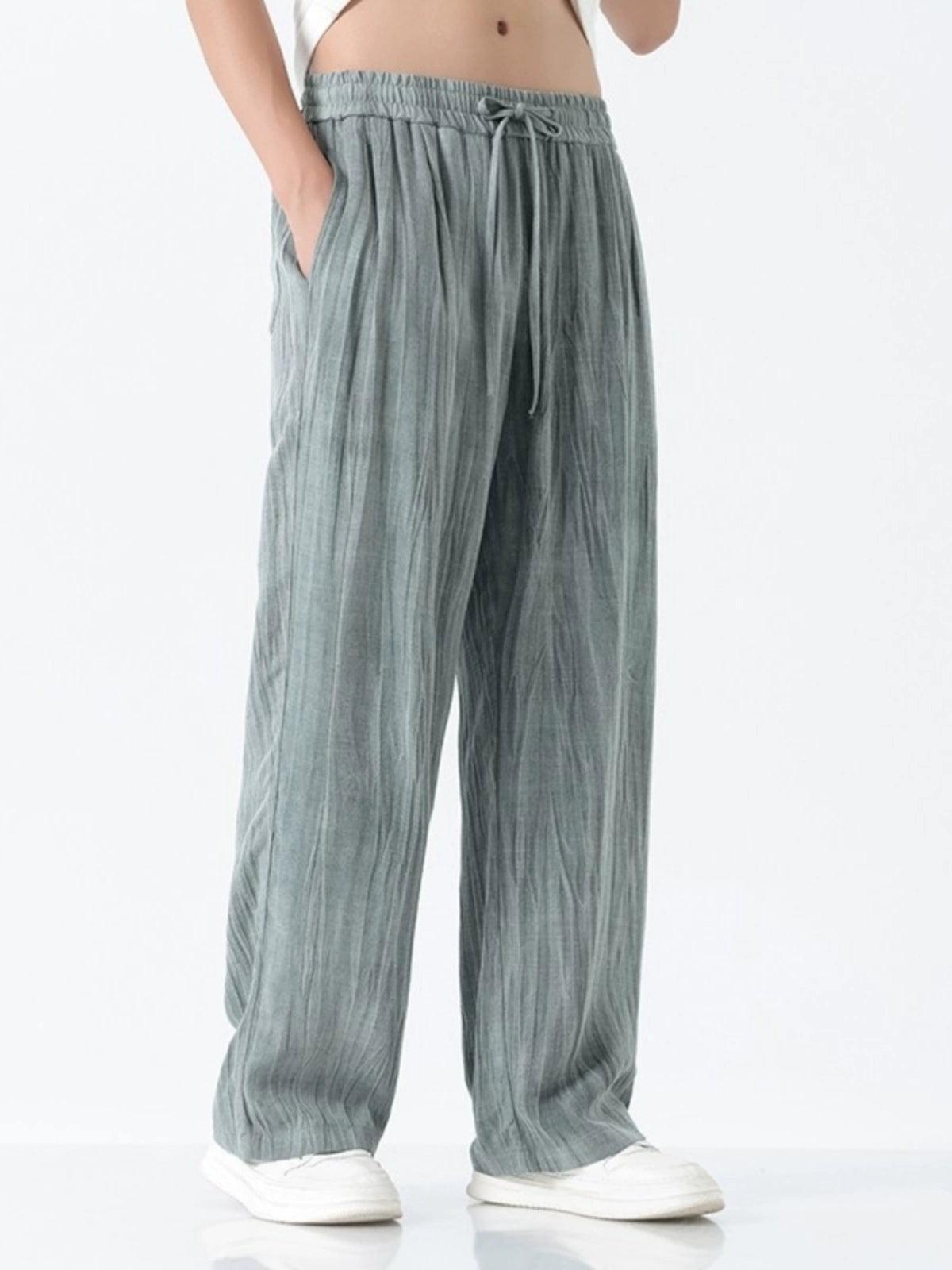 Summer Loose Wide Leg Trousers for Men | Large Size Breathable Tencel Linen Pants - ClubOn