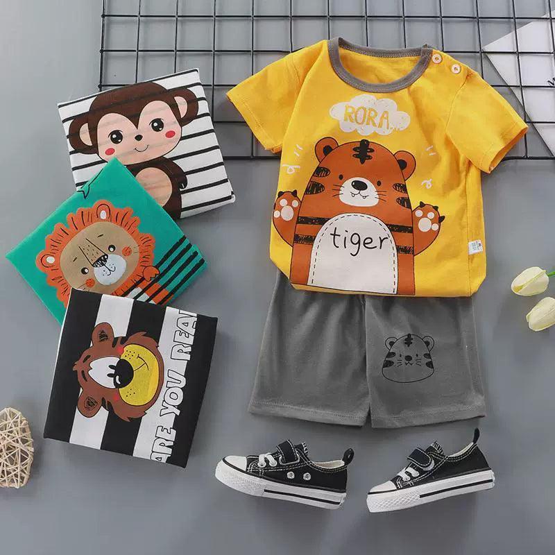 Baby Boys Summer Clothing Set - Short Sleeve Cotton T-Shirt & Shorts - ClubOn