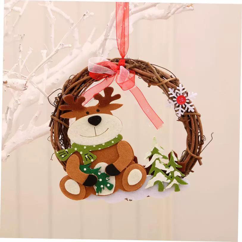 Christmas Wooden Rattan Wreath | Festive Garland for Holiday Decor - ClubOn