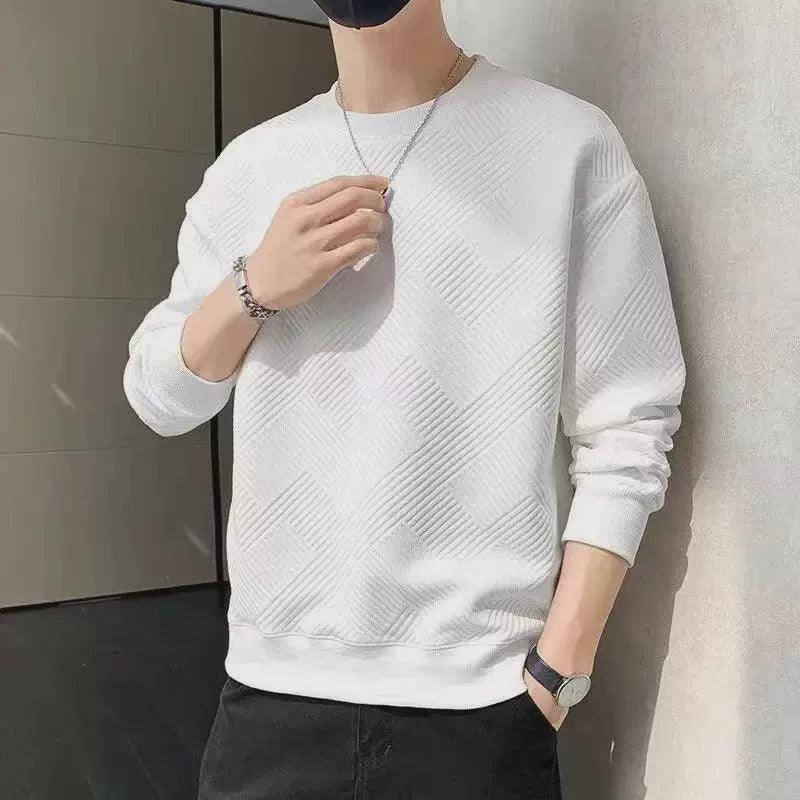 Men's Sweatshirt Solid O Neck Long Sleeve T-Shirt – Autumn Casual Top - ClubOn
