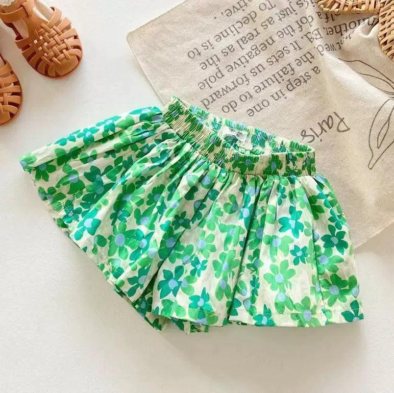 Girls' Summer Floral Print Skirt Shorts – Stylish & Comfortable - ClubOn