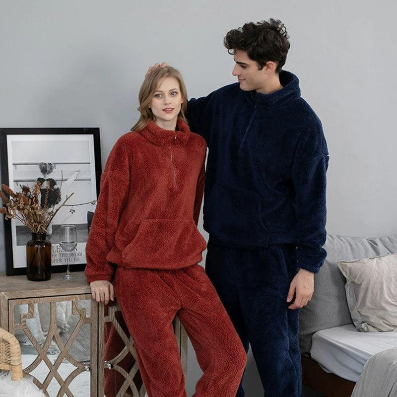 Women's Pajama Set Warm Flannel Sleepwear Homewear Set - ClubOn