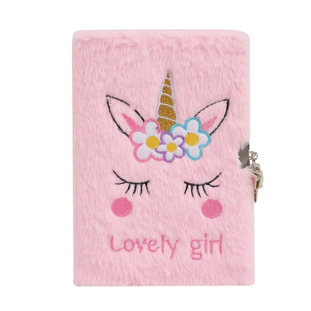 Plush Notebook with Lock – Unicorn A5 Journal & Diary - ClubOn
