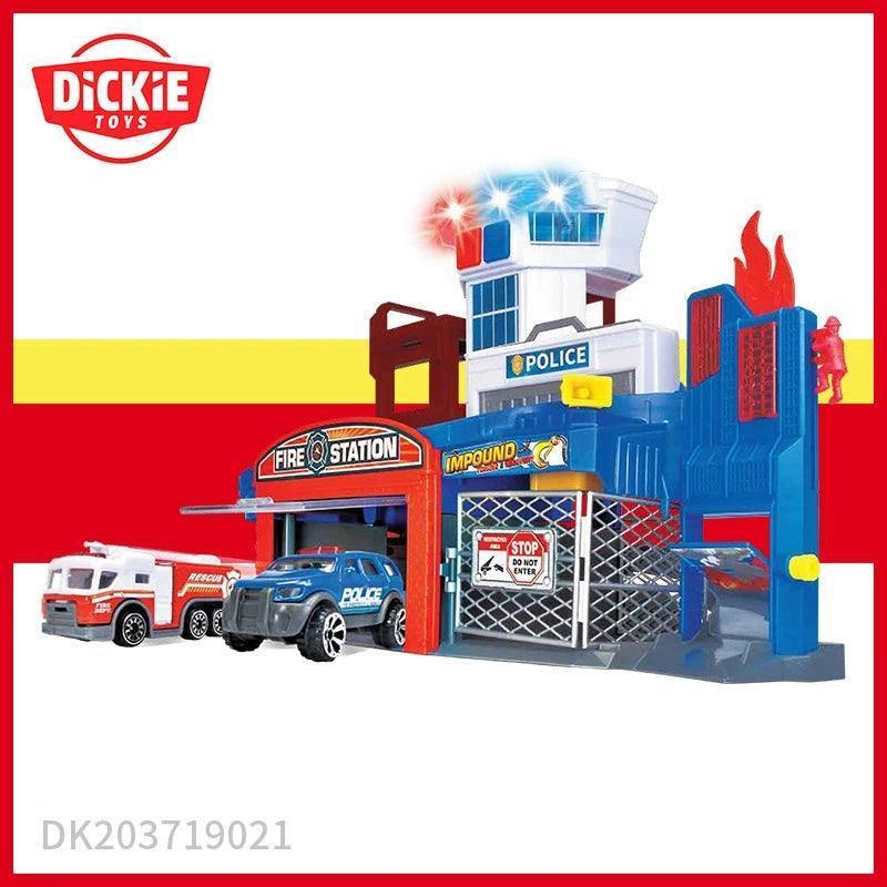 DICKIE TOYS Rescue Command Center – Police Car, Fire Truck & Ambulance Toy Set - ClubOn