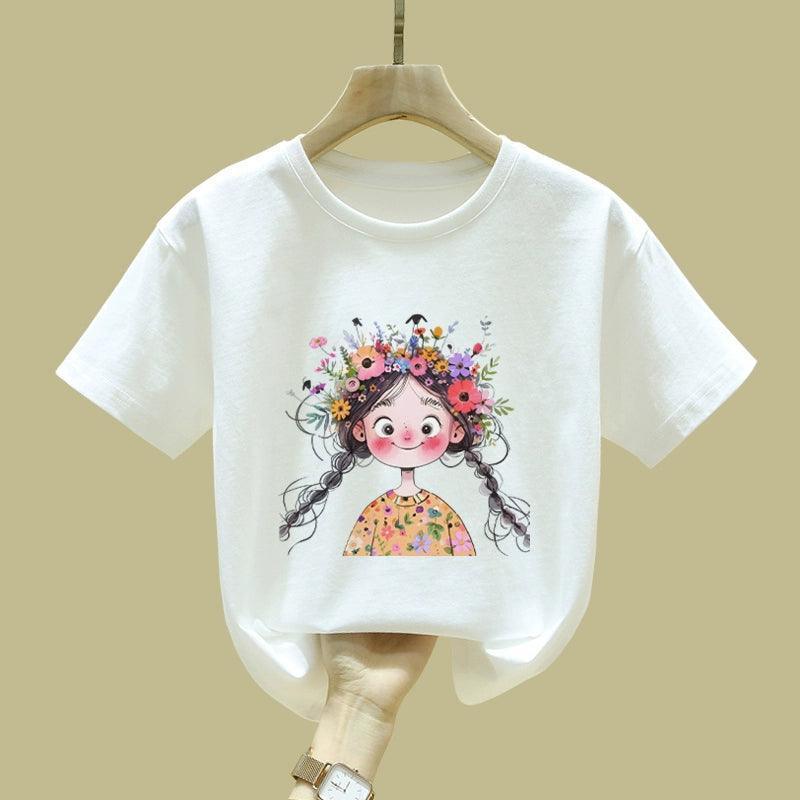 Short-Sleeved Girls' T-Shirt – Pure Cotton, New Large & Me - ClubOn