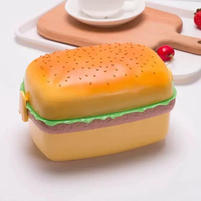 Hamburger Lunch Box Double Tier – Cute Burger Bento Box - ClubOn