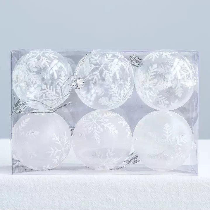 5.5cm Transparent Snowflake Christmas Decoration Ball - ClubOn