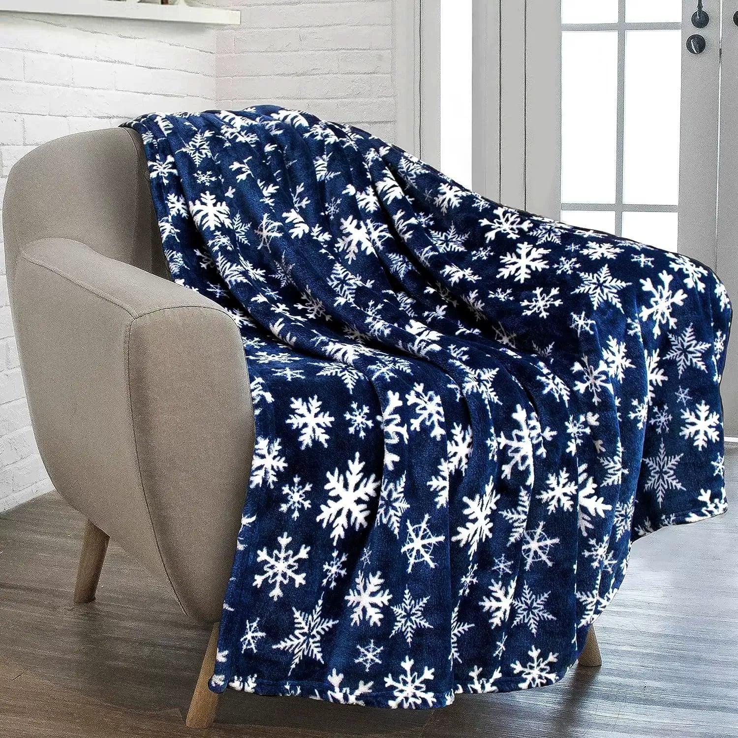 Christmas Throw Blanket 2024 – Flannel Snowflake & Gingerbread Design - ClubOn