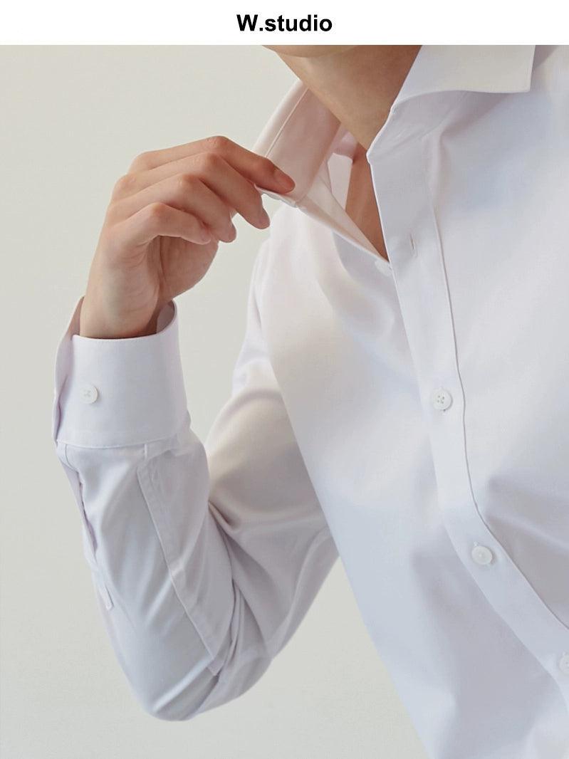 Spring Leisure Scheming Design Sense Super Fairy Pendant Long-Sleeved Versatile White Shirt Men, Abstinence BF Style - ClubOn