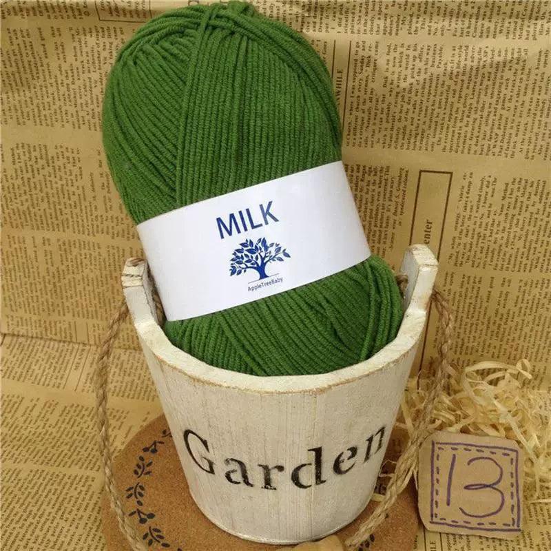 Avocado Green Yarn – 5-Strand Milk Cotton for DIY Crochet - ClubOn