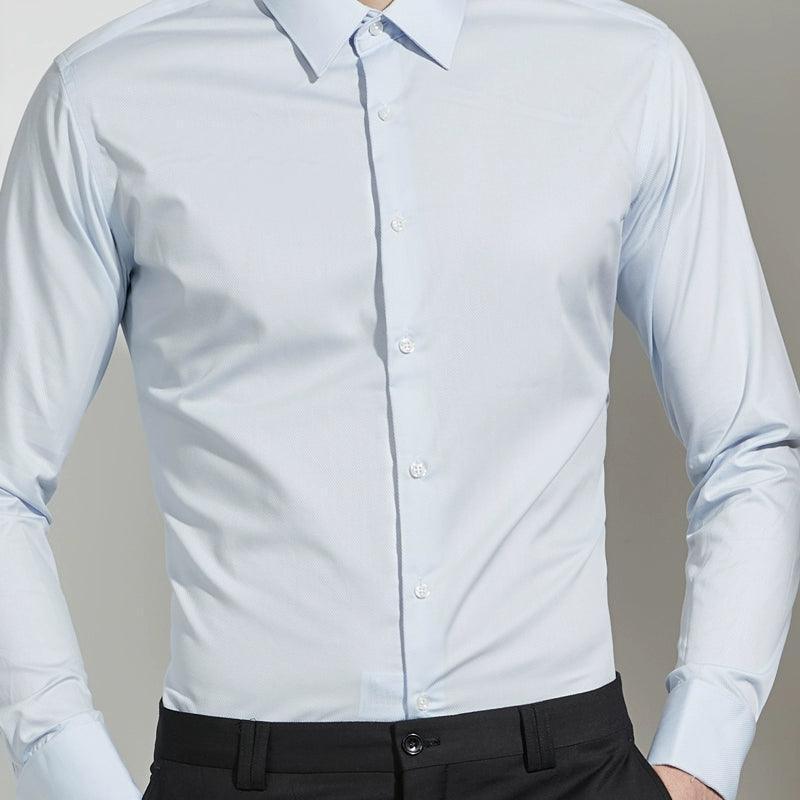 Men's Long-Sleeved Slim-Fitting Non-Iron Business Formal Shirt with Cufflinks - ClubOn