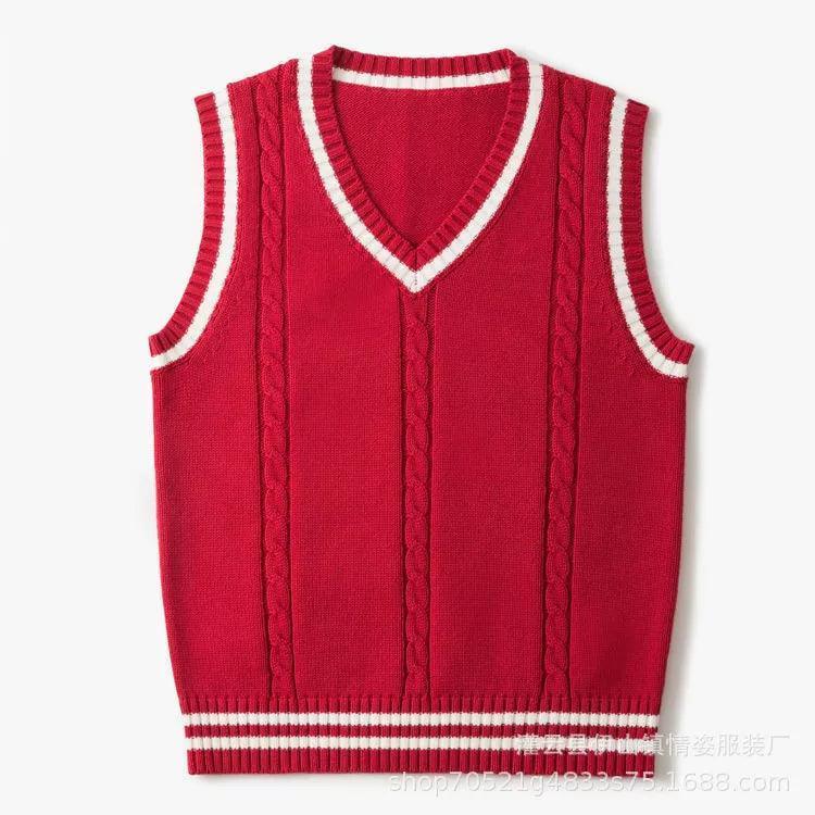 Thick V-neck Pullover Wool Vest for Men | Large Size Sleeveless Knitwear - ClubOn